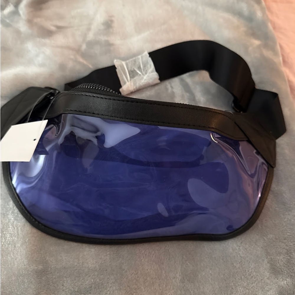 NWT Neutrogena Clear Purple Belt Bag | Black Faux Leather Fanny Pack